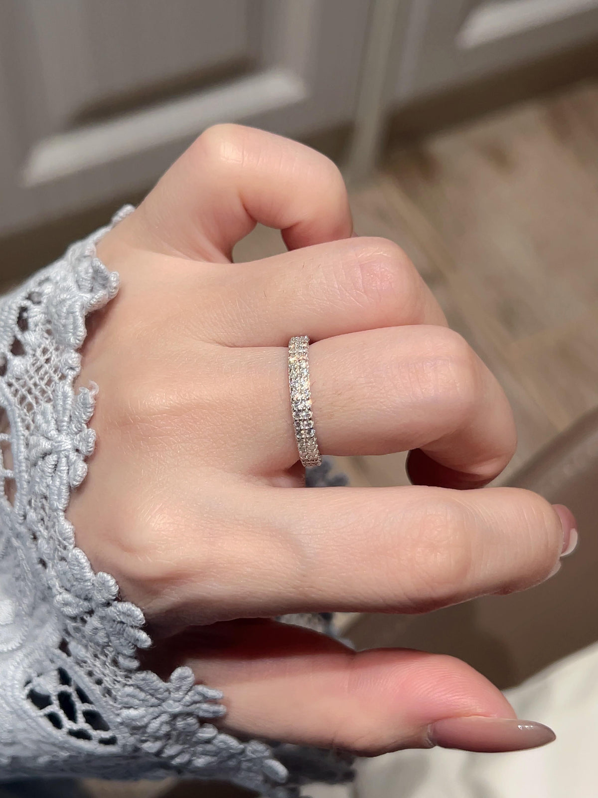 Duo · Double-Row Pavé Moissanite Eternity Band