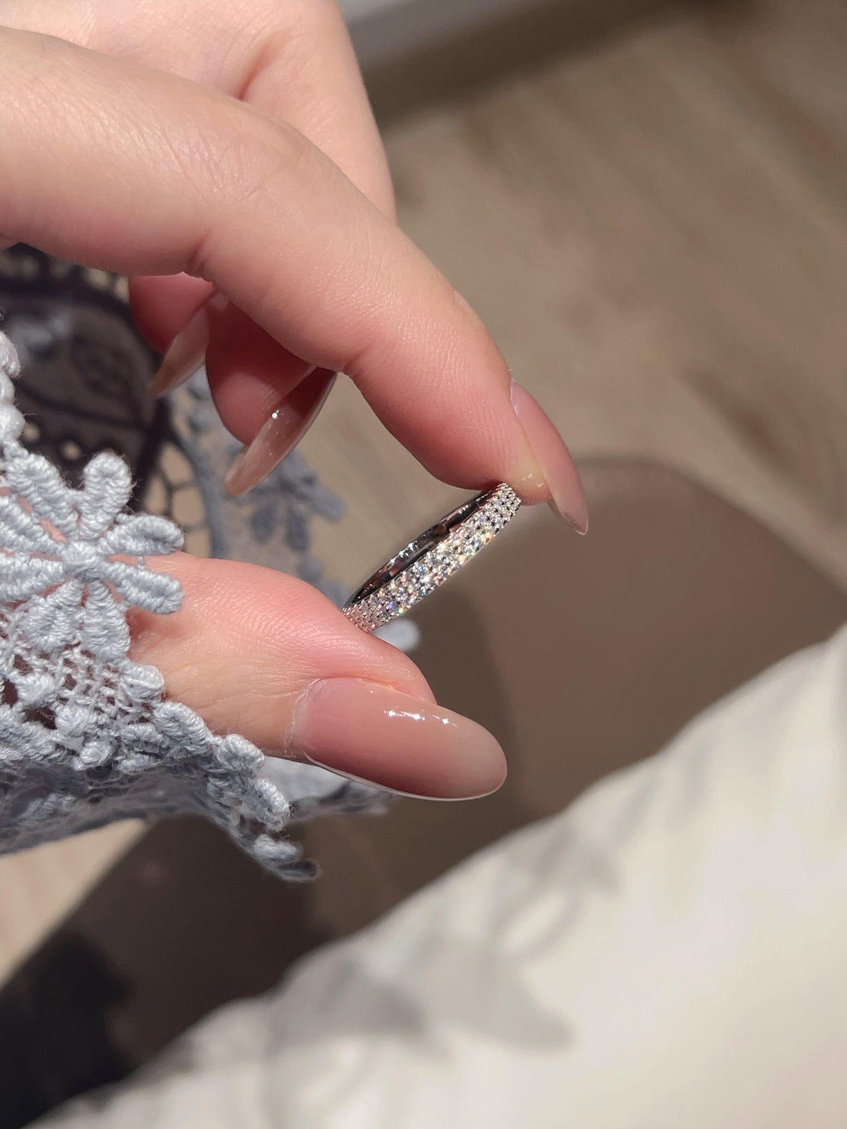 Duo · Double-Row Pavé Moissanite Eternity Band