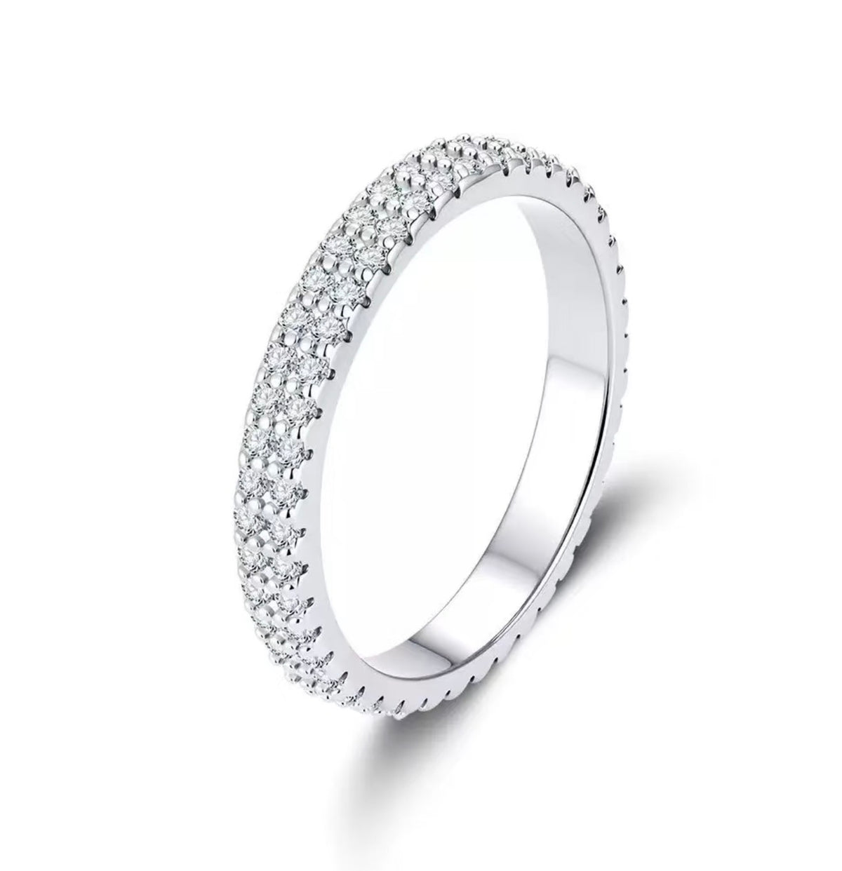 Duo · Double-Row Pavé Moissanite Eternity Band