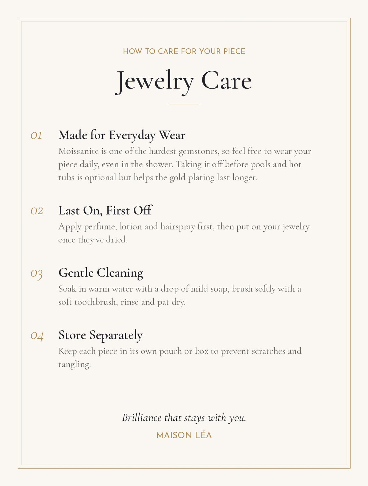 MaisonLéa jewelry care guide