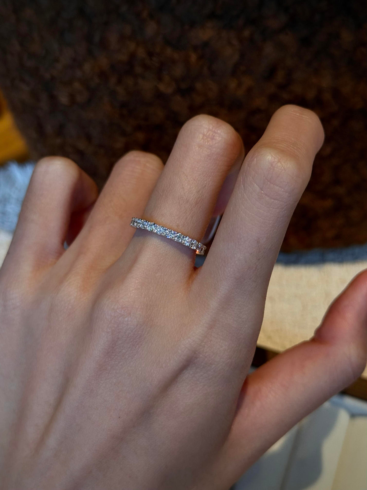 Single-Row Moissanite Stacking Ring