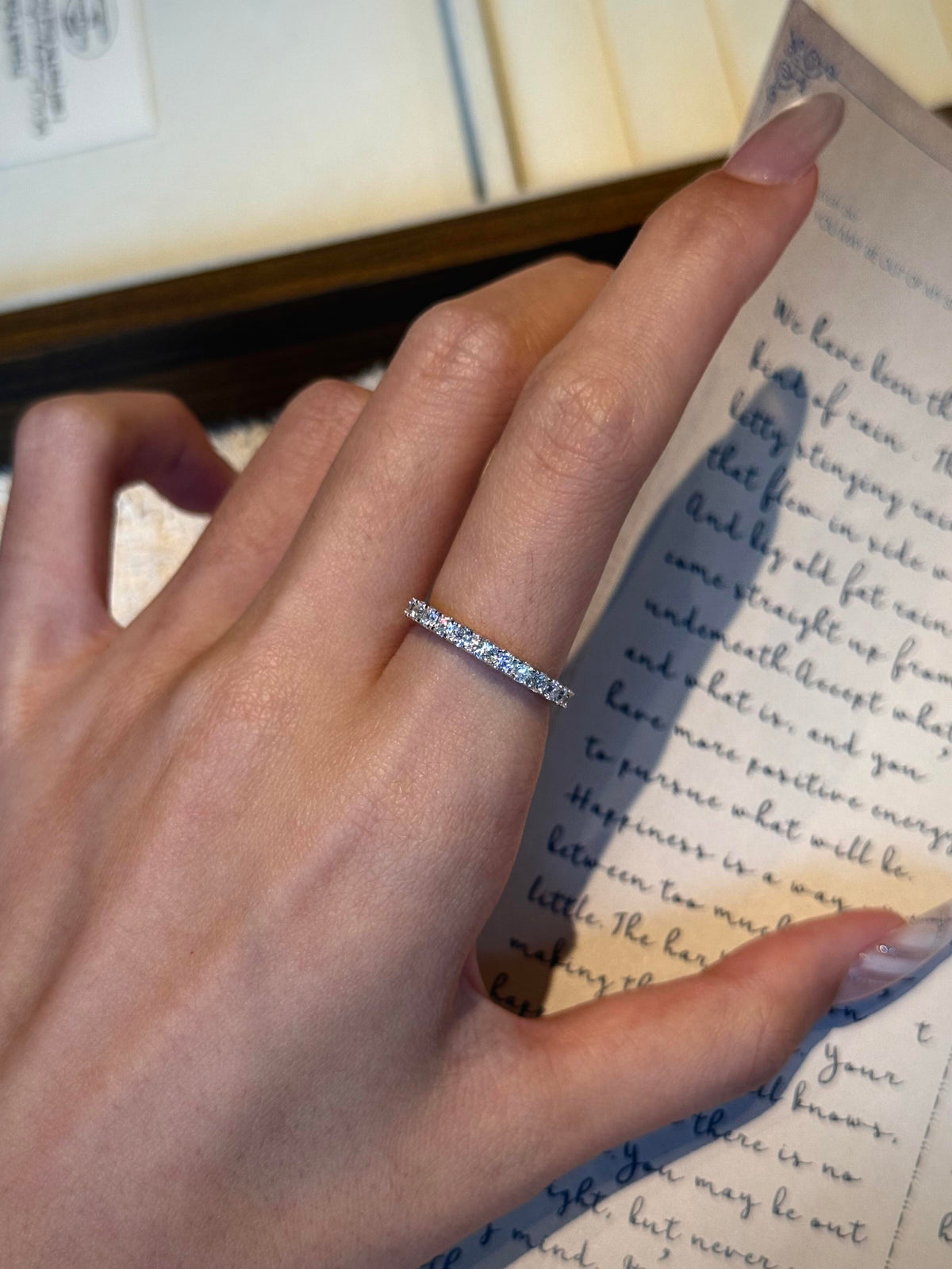 Single-Row Moissanite Stacking Ring
