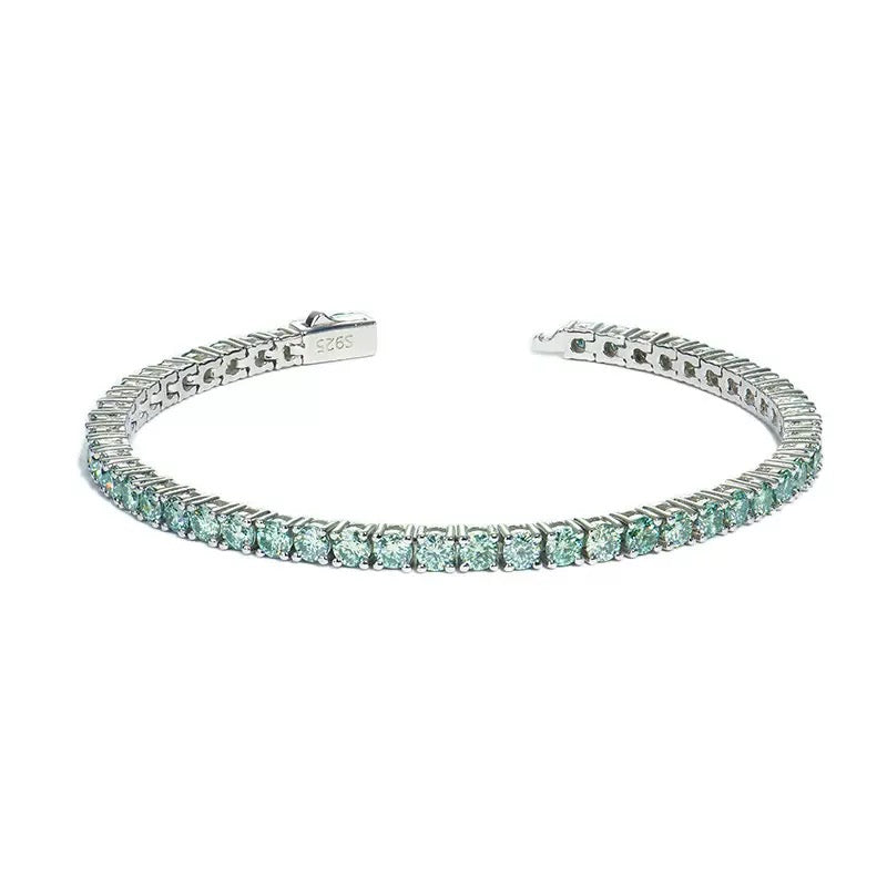 Teal Moissanite Tennis Bracelet · 5mm